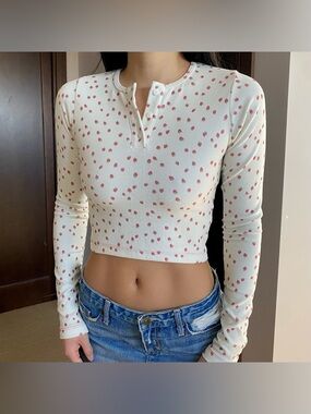 Frankie's Bikinis x Gigi Hadid Strawberry Terry Long Sleeve Top